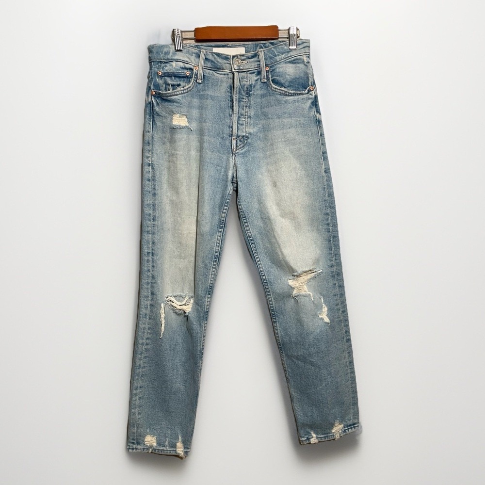 MOTHER The Tomcat Jeans in The Confession Wash Blue Distressed Size 26 USA Made - Picture 1 of 13